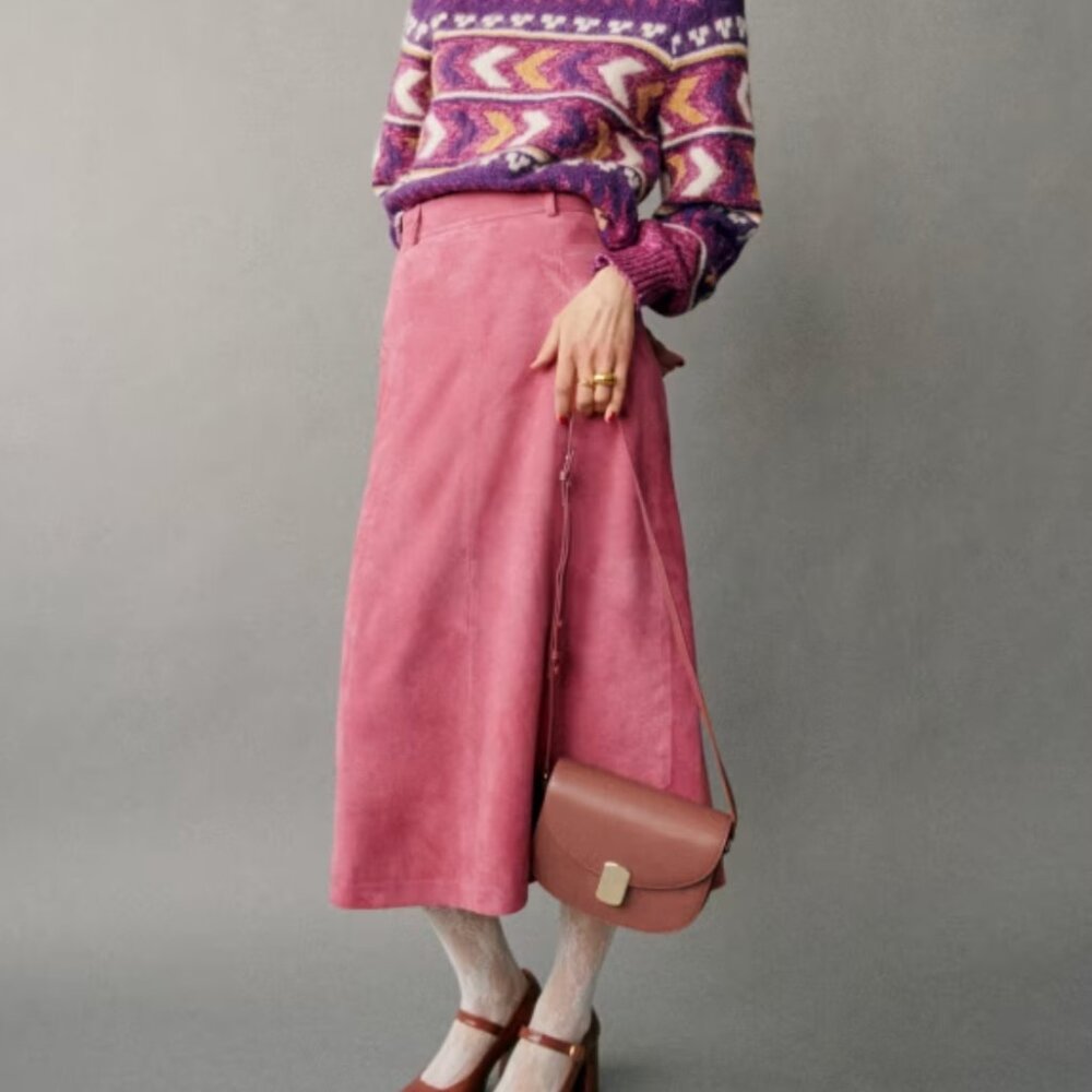 Suede Meliora Skirt in Rosewood